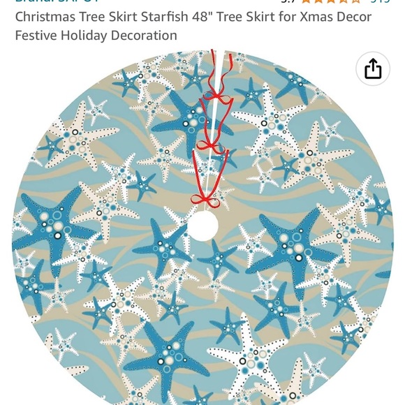 Tree Skirt Starfish 48" Tree Skirt for Xmas Decor Festive Holiday Decoration - Picture 1 of 5